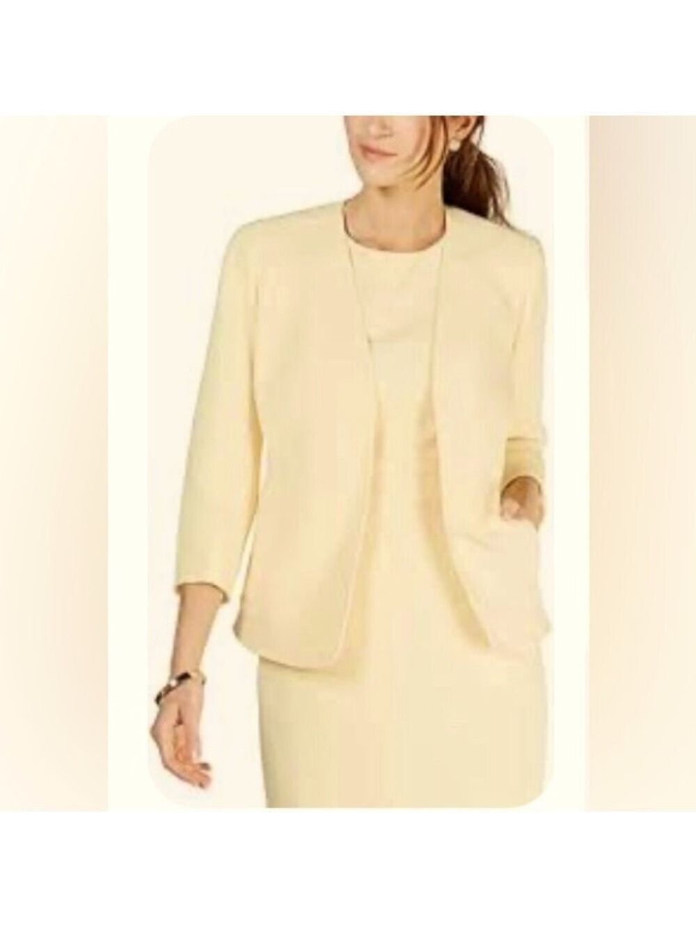 Set Vintage Dress and Blazer. Soft Yellow. Small to medium.